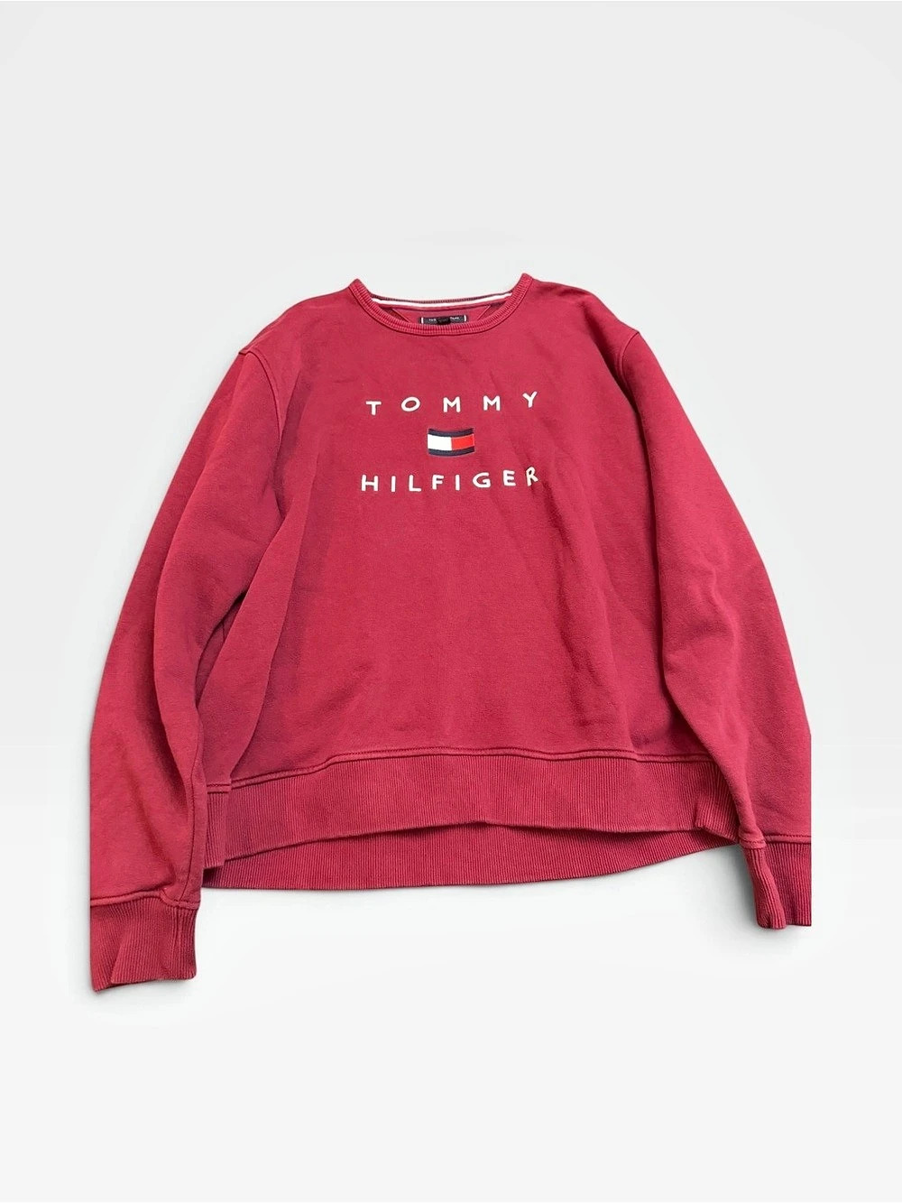 Tommy Hilfiger Flag Logo Crewneck Sweatshirt Red Medium